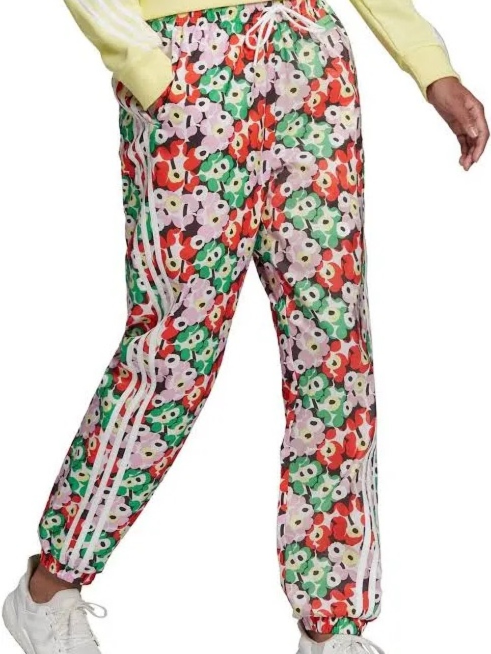 Adidas Women’s Floral Print Joggers in Red, Green, Pink & White